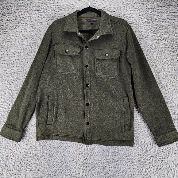 Banana Republic Jacket Mens Large Green Fleece Long Sleeve Button Up Shirt